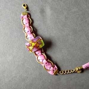 Purple bead braided bracelet